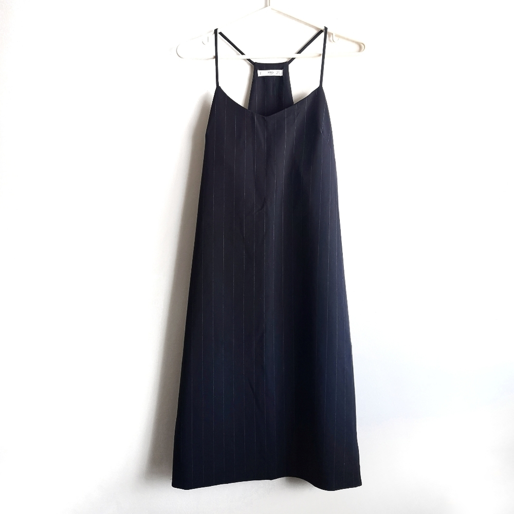 Mango Striped Navy Midi Slip Dress